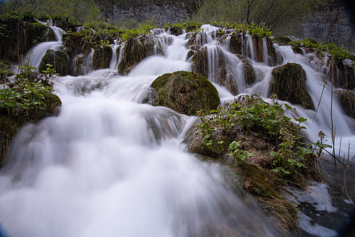 Long exposure of stream in Plitvice lakes national park, Croatia.