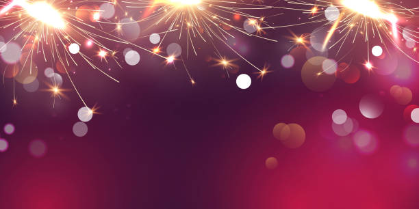 istock firework sparkler and christmas themed Celebration party Happy New Year Gold background design. 1286643702