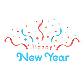 istock Happy New Year and Confetti Vector Design on White Background. 1286645521