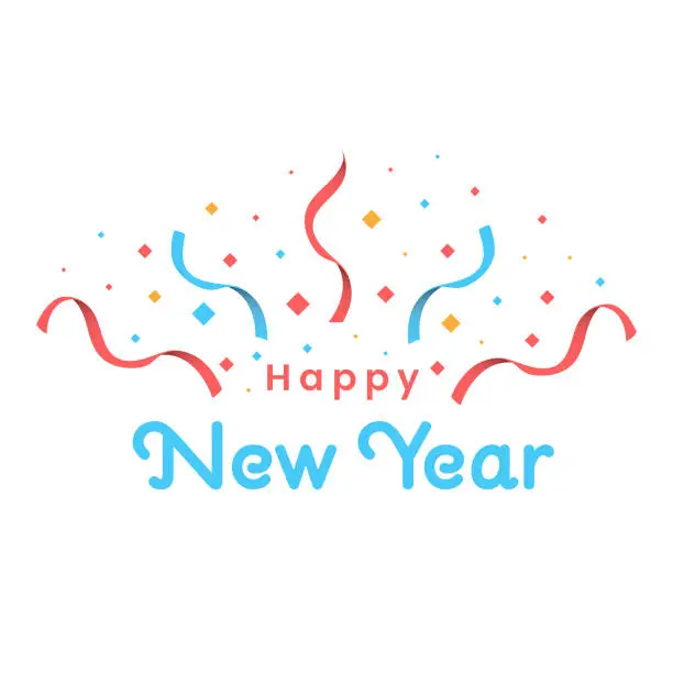 Vector illustration of Happy New Year and Confetti Vector Design on White Background.