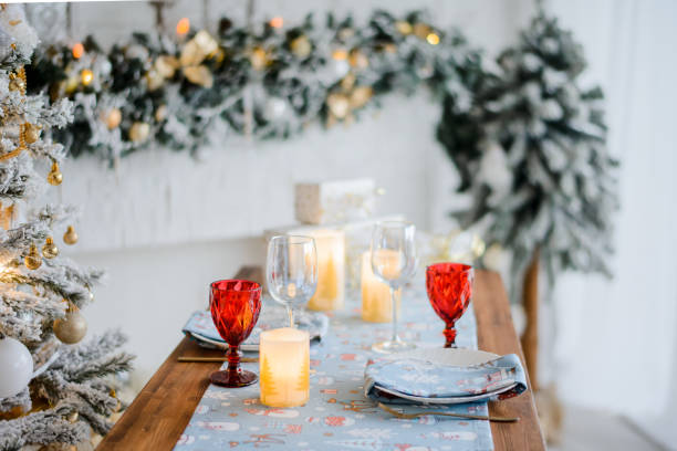 istock New Year's festive table setting, cutlery, decorations, New Year's decor, Christmas serving 1286649273