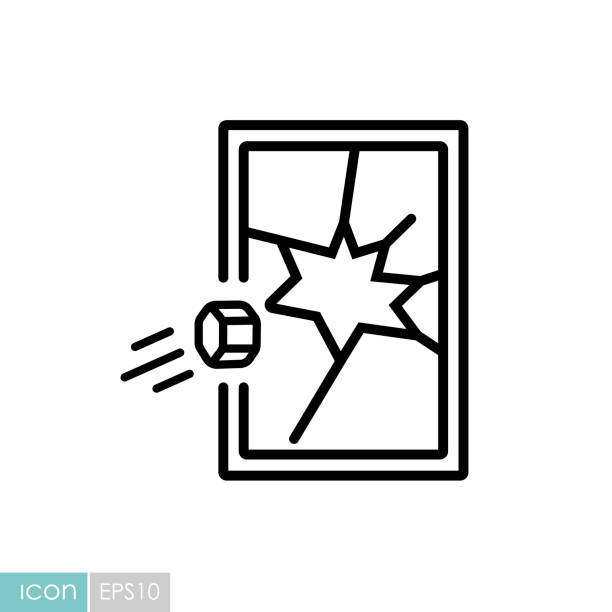 ilustrações de stock, clip art, desenhos animados e ícones de broken store vector flat icon - vandalism