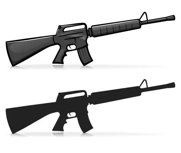 Vector illustration of Vector kalasnikov army firearm illustration