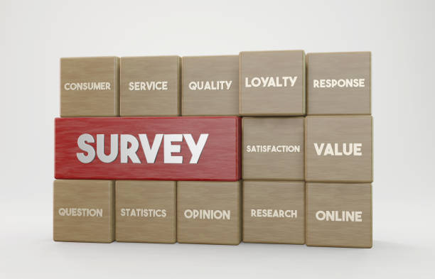 drewniane kostki 3d i koncepcja survey - loyalty customer marketing three dimensional shape zdjęcia i obrazy z banku zdjęć