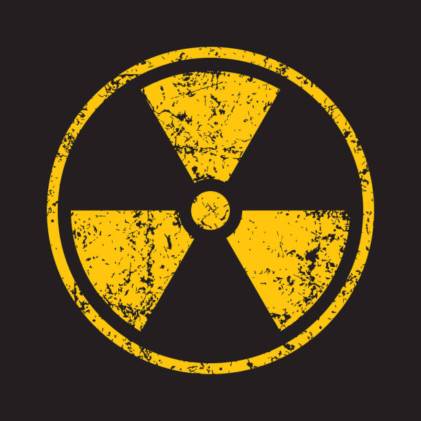 istock Radioactive symbol icon with grunge texture. Nuclear radiation warning sign. Atomic energy logo label. Vector illustration image. 1286657818