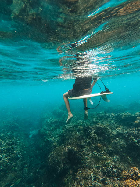 istock Underwater shot of surfer sitting on the surfboard 1286660670