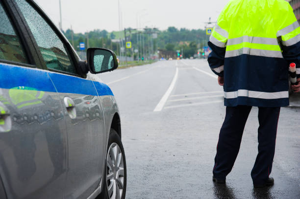 istock Traffic cop on the road 1286661583