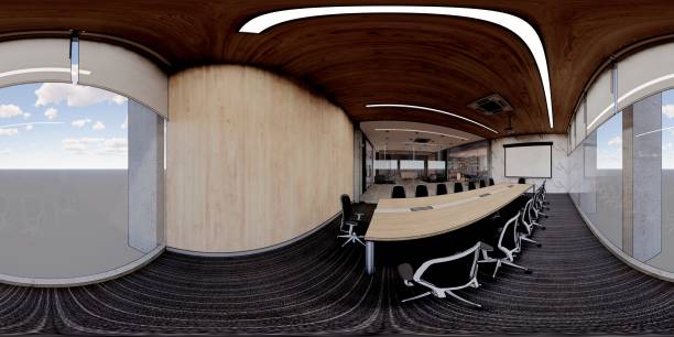 istock Interior Empty Modern Loft Office open space modern office footage.Modern open concept Lobby and reception area meeting room design.3d Rendering . 1286663679