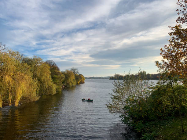 Autumn landscape of the river Alster