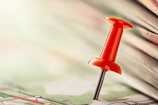 istock Pushpin on map. Travel and journey concept. 1286667203