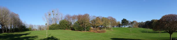 istock Panoramic view of a tree-lined clearing Public park in the Paris region 1286668229
