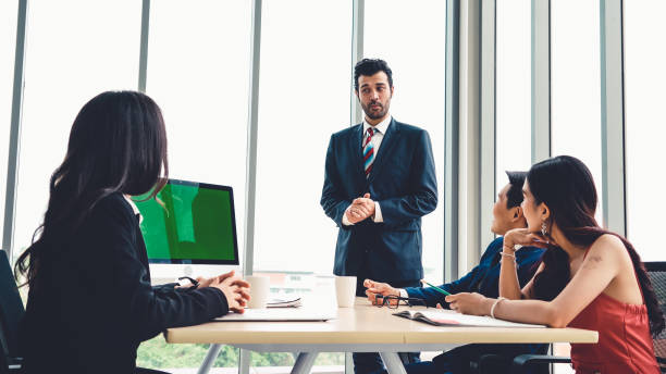 istock Business people in the conference room with green screen 1286668579