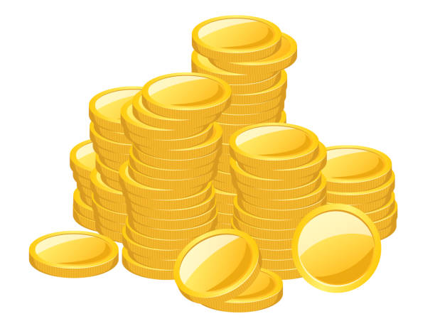 Lots of gold coins piled up irregularly. Lots of gold coins piled up irregularly. bounty hunter stock illustrations