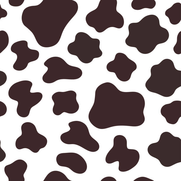 illustrazioni stock, clip art, cartoni animati e icone di tendenza di modello senza cuciture con macchie di mucca. grafica vettoriale. - cute cow vector animal