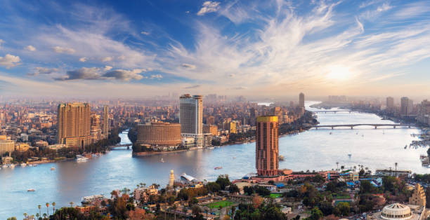 istock Fabulous Cairo skyscrappers over the Nile river, panorama from the Tower, Egypt 1286674321