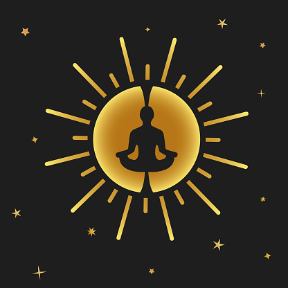 Vector illustration Related to Calm, Meditation, Self-realization, Ego, individuality, Leadership, Self-knowledge and Self-identification. Abstract symbol and logo