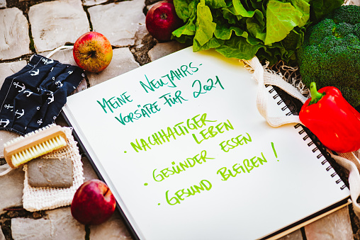 New Year's resolutions for 2021 on German – sustainable living, eating healthier and staying healthy!