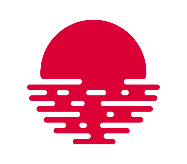 illustrations, cliparts, dessins animés et icônes de coucher du soleil de drapeau japonais - japanese flag flag japan japanese culture