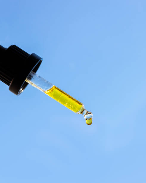 istock CBD oil drops, dropper over blue sky background 1286681429