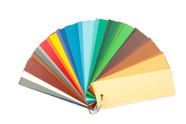 istock Opened color guide book isolated on white background. Color palette 1286682745