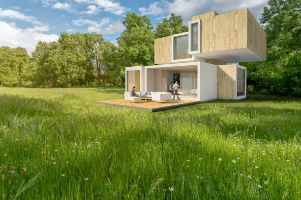 istock Contemporary cubic home in the country 1286683144