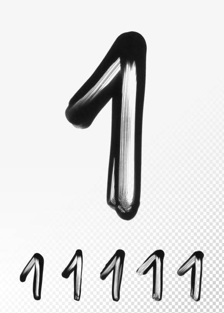 Number 1 with one-of-a-kind effect created by using index finger dipped in a thick black paint and smearing it over a white paper background - abstract blurry illustration in vector with visible finger movement and irregular messy paint application Number 1 shape painted with a finger and black paint on white paper background. An absolutely unique and one-of-a-kind effect created by using a finger dipped in a slightly diluted black paint and smearing it over a white sheet of paper with a movement representing a number.The amazing effect after the uneven distribution of the amount of paint on the surface of the sheet makes the work absolutely modern, minimalistic and original.VECTOR FILE - enlarge without lost the quality!Enjoy creating! finger painting stock illustrations