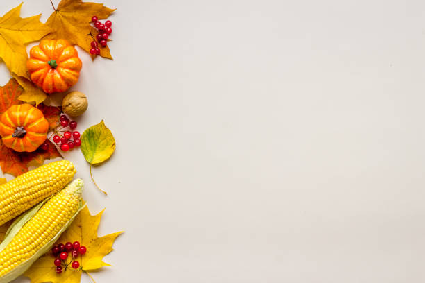 istock Thanksgiving autumn flat lay background with leaves and pumpkins 1286688334