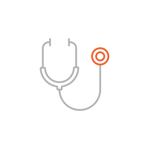 ilustrações, clipart, desenhos animados e ícones de ícone da linha única do estetoscópio com traçado editável - equipment listening red stethoscope