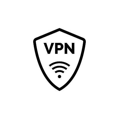 Virtual server vpn network line icon. Wifi private protect vector access safe logo shield protocol.