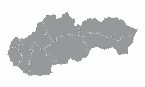 Slovakia regions map The Slovakia isolated map divided in regions bratislava vector stock illustrations