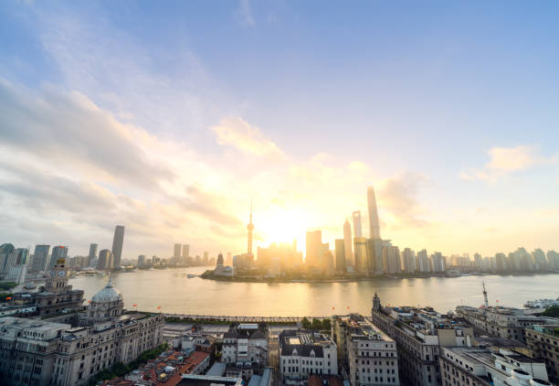 istock Shanghai skyline and cityscape at sunrise 1286700130