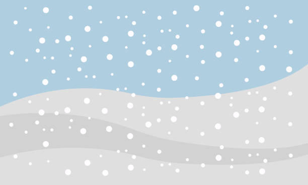 ilustraciones, imágenes clip art, dibujos animados e iconos de stock de desierto nevado bajo el cielo azul ronda bolas de nieve están cayendo y nadie alrededor - 3894