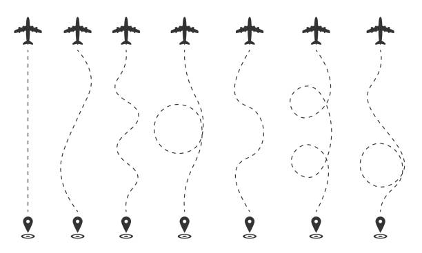 ilustrações de stock, clip art, desenhos animados e ícones de airplane flight plan. - wood planer hand tool white background remote