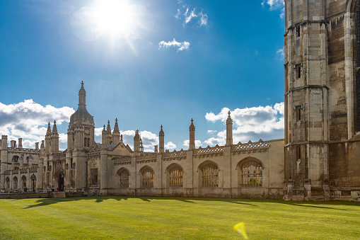 A large imposing set of buildings in the centre of Cambridge make up King's College.