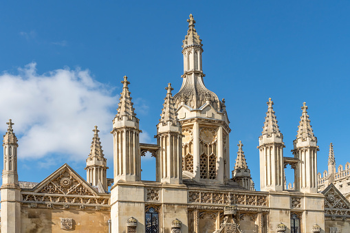 A large imposing set of buildings in the centre of Cambridge make up King's College.