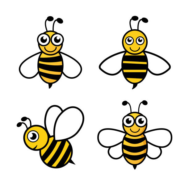 Bee Character Set Icon Stock Illustration - Download Image Now - Bee,  Cartoon, Bumblebee - iStock