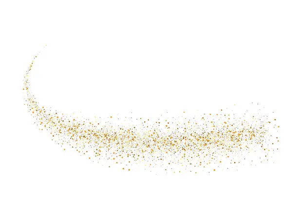 Vector illustration of Vector gold glitter wave abstract background, golden sparkles on white background