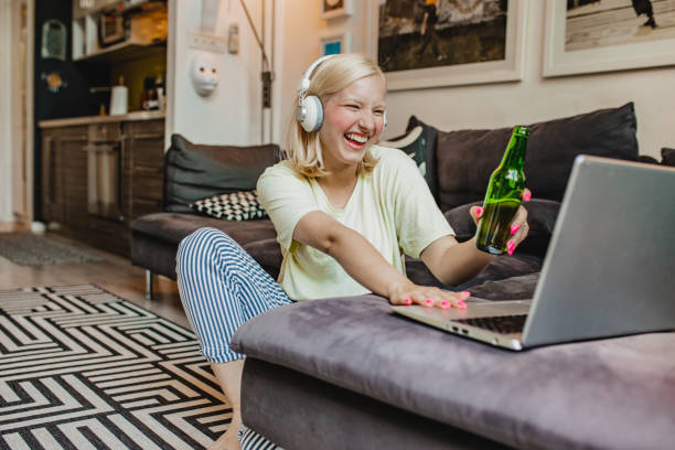 Socializing at home via video call