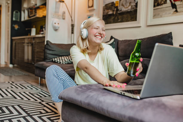 istock Socializing at home via video call 1286710635