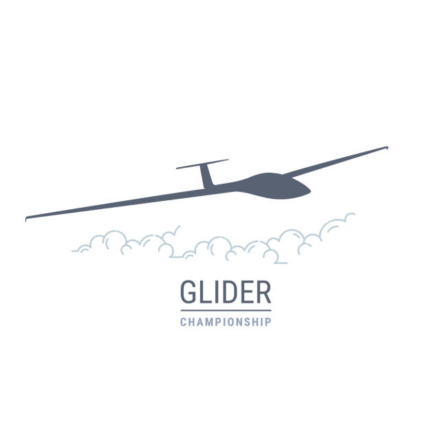 Gliding flight emblem with sailplane, soaring glider silhouette, none motive-powered aircraft vector illustration Gliding flight emblem with sailplane, soaring glider silhouette, none motive-powered aircraft vector illustration gliding stock illustrations