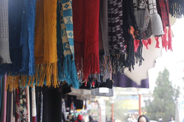 Silk scarves for sale at a Spanish market