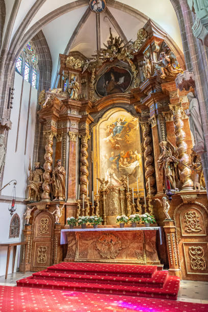 Inside view of the historic church in Perchtoldsdorf, Austria Perchtoldsdorf/ Austria May 18, 2020: Interior View of the Historic Church in Perchtoldsdorf perchtoldsdorf stock pictures, royalty-free photos & images