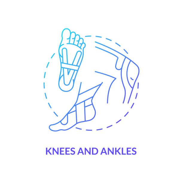 ilustrações de stock, clip art, desenhos animados e ícones de knees and ankles blue gradient concept icon - kinesio