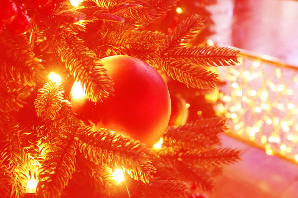 istock Christmas tree with new year decorations. New Year celebration. Selective soft focus. Background for postcards. 1286722897