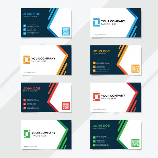 Vector illustration of Corporate business card design template with several color options