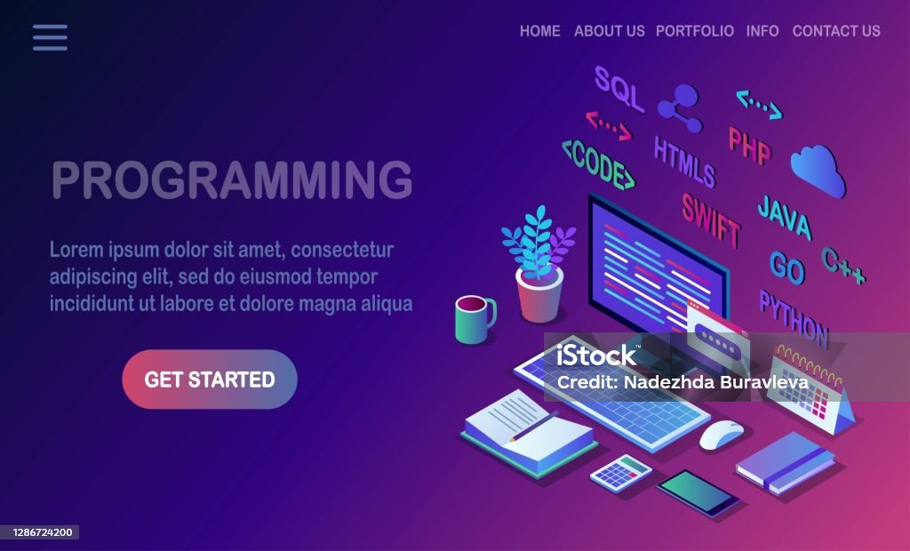 Software Development Programming Language Coding 3d Isometric Pc ...