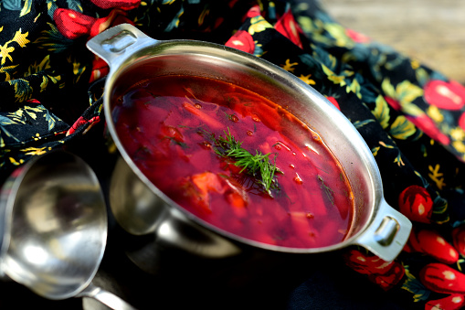 Russian vegetable soup with beet