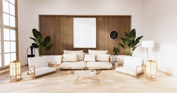 istock Traditional Japanese style living room mixed with modern design.3D rendering 1286724886