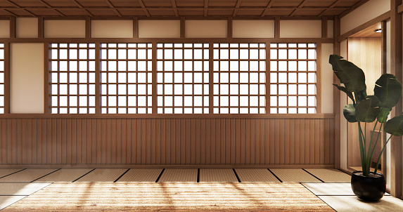 indoor empty room japan style. 3D rendering
