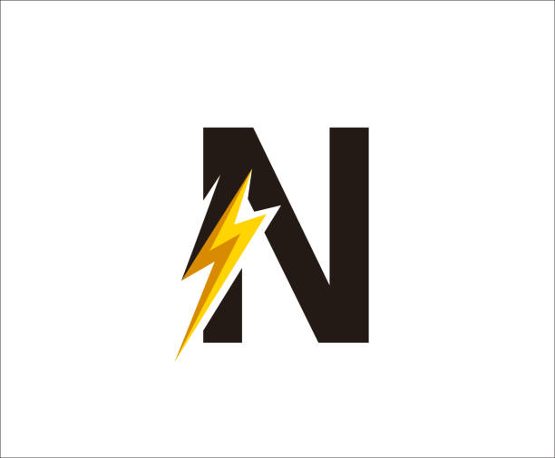 flash n letter symbol, technologia ikona wektor. - letter n flash stock illustrations